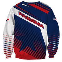 Panama Diagonal Stripe Design Sweatshirt with Bold Red Blue Star and Flag Accents - Wonder Print Shop