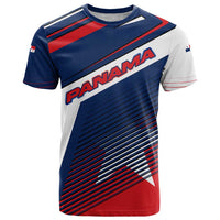 Panama Diagonal Stripe Design T Shirt with Bold Red Blue Star and Flag Accents - Wonder Print Shop