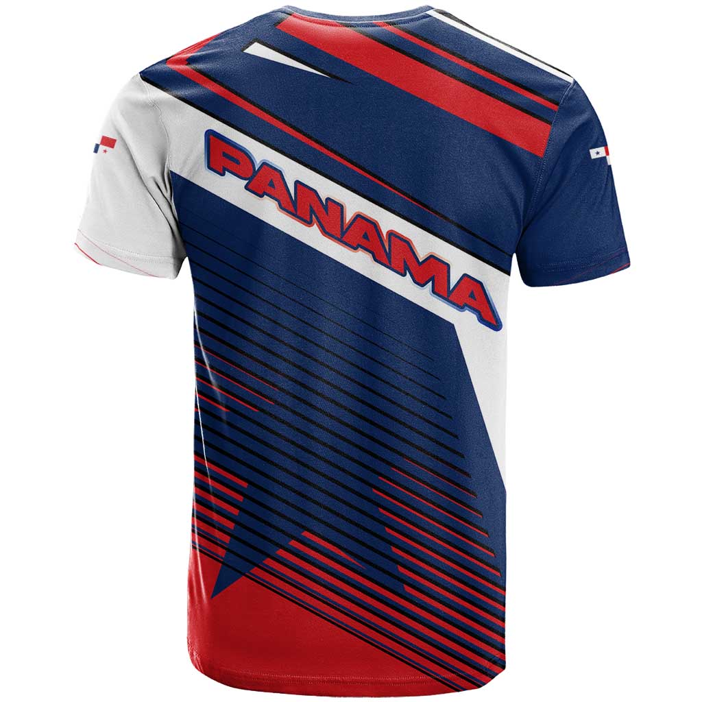 Panama Diagonal Stripe Design T Shirt with Bold Red Blue Star and Flag Accents - Wonder Print Shop