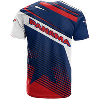Panama Diagonal Stripe Design T Shirt with Bold Red Blue Star and Flag Accents - Wonder Print Shop