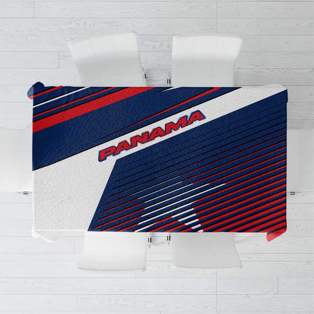 Panama Diagonal Stripe Design Tablecloth with Bold Red Blue Star and Flag Accents - Wonder Print Shop