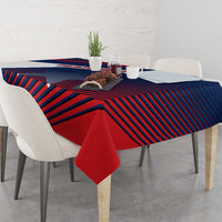 Panama Diagonal Stripe Design Tablecloth with Bold Red Blue Star and Flag Accents - Wonder Print Shop