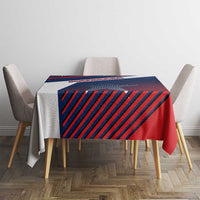 Panama Diagonal Stripe Design Tablecloth with Bold Red Blue Star and Flag Accents - Wonder Print Shop