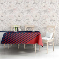 Panama Diagonal Stripe Design Tablecloth with Bold Red Blue Star and Flag Accents - Wonder Print Shop