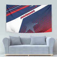 Panama Diagonal Stripe Design Tapestry with Bold Red Blue Star and Flag Accents - Wonder Print Shop
