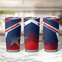 Panama Diagonal Stripe Design Tumbler Cup with Bold Red Blue Star and Flag Accents - Wonder Print Shop