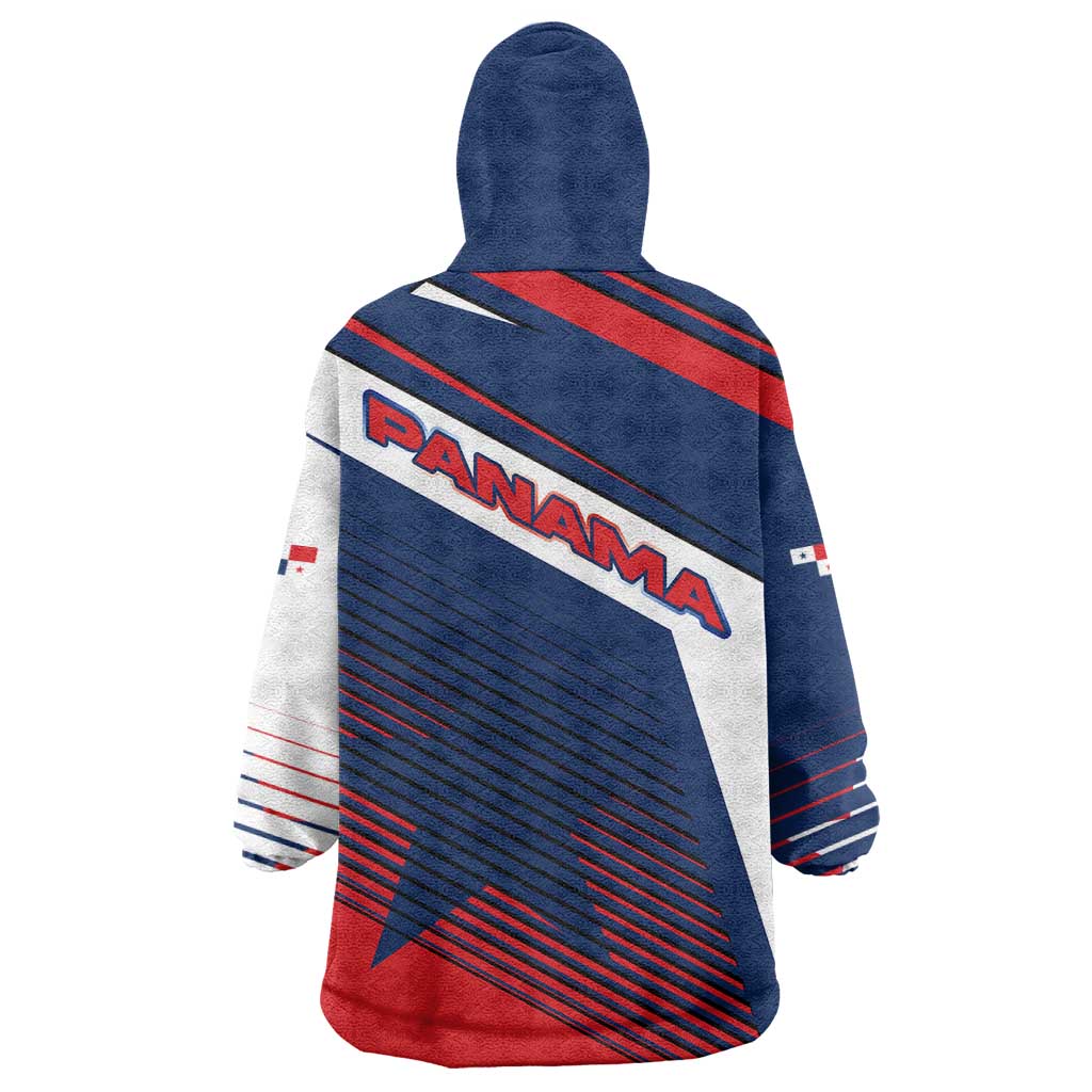 Panama Diagonal Stripe Design Wearable Blanket Hoodie with Bold Red Blue Star and Flag Accents - Wonder Print Shop