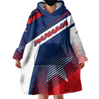 Panama Diagonal Stripe Design Wearable Blanket Hoodie with Bold Red Blue Star and Flag Accents - Wonder Print Shop