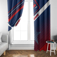 Panama Diagonal Stripe Design Window Curtain with Bold Red Blue Star and Flag Accents - Wonder Print Shop