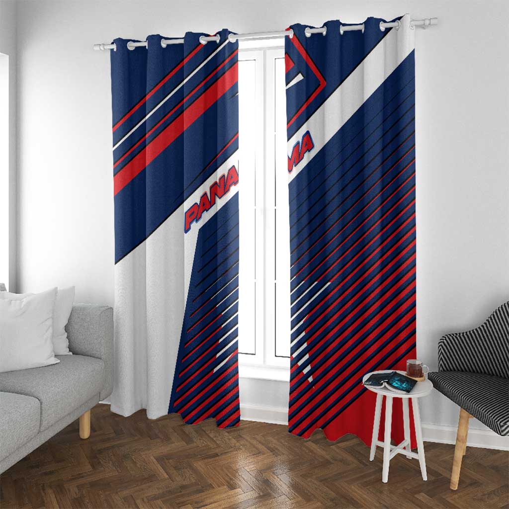 Panama Diagonal Stripe Design Window Curtain with Bold Red Blue Star and Flag Accents - Wonder Print Shop