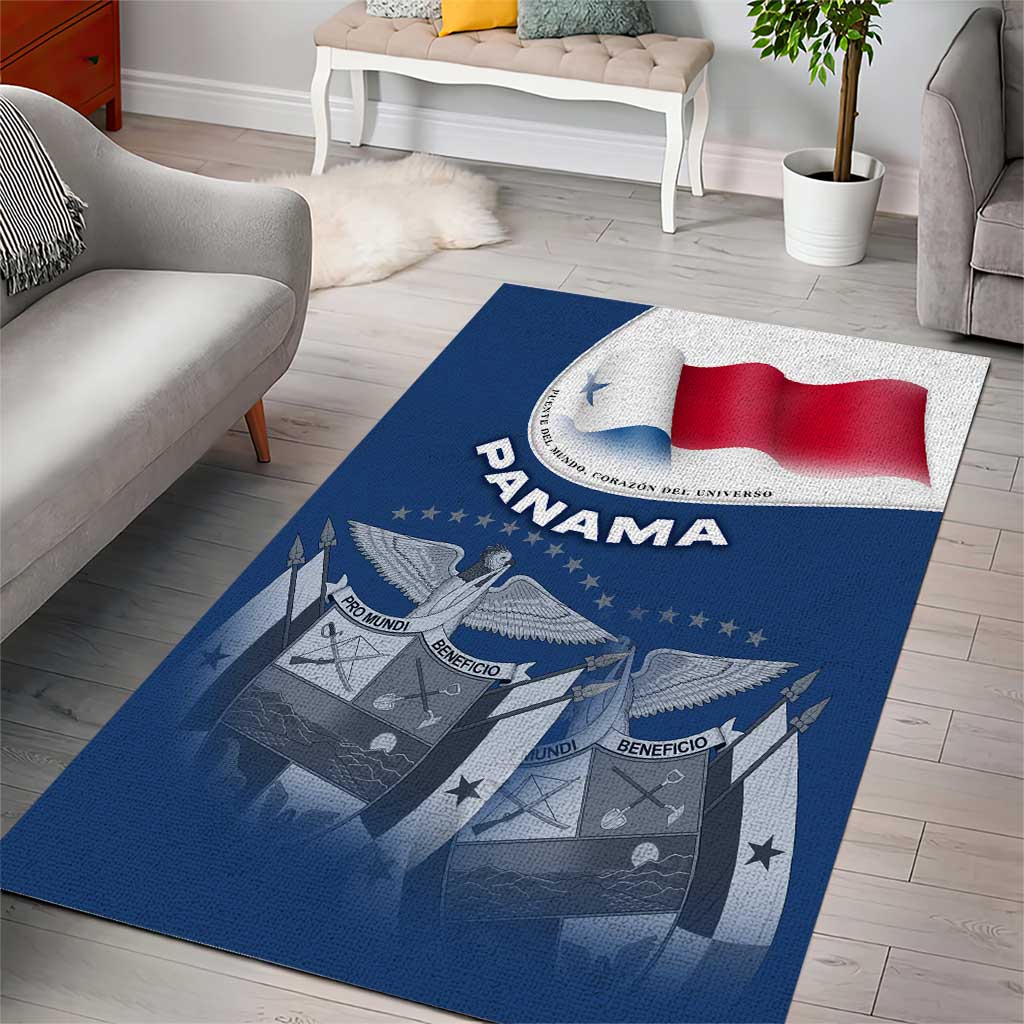 Panama National Flag Area Rug with Canal Symbolism and Puente del Mundo Motto Design - Wonder Print Shop