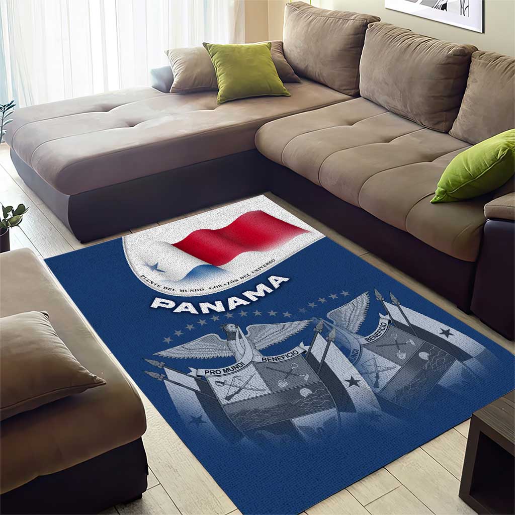 Panama National Flag Area Rug with Canal Symbolism and Puente del Mundo Motto Design - Wonder Print Shop