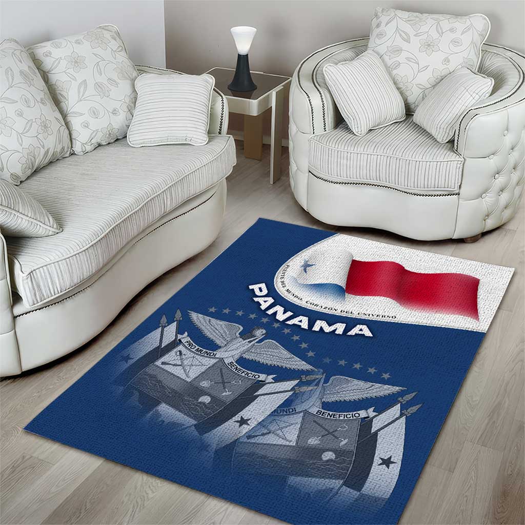 Panama National Flag Area Rug with Canal Symbolism and Puente del Mundo Motto Design - Wonder Print Shop
