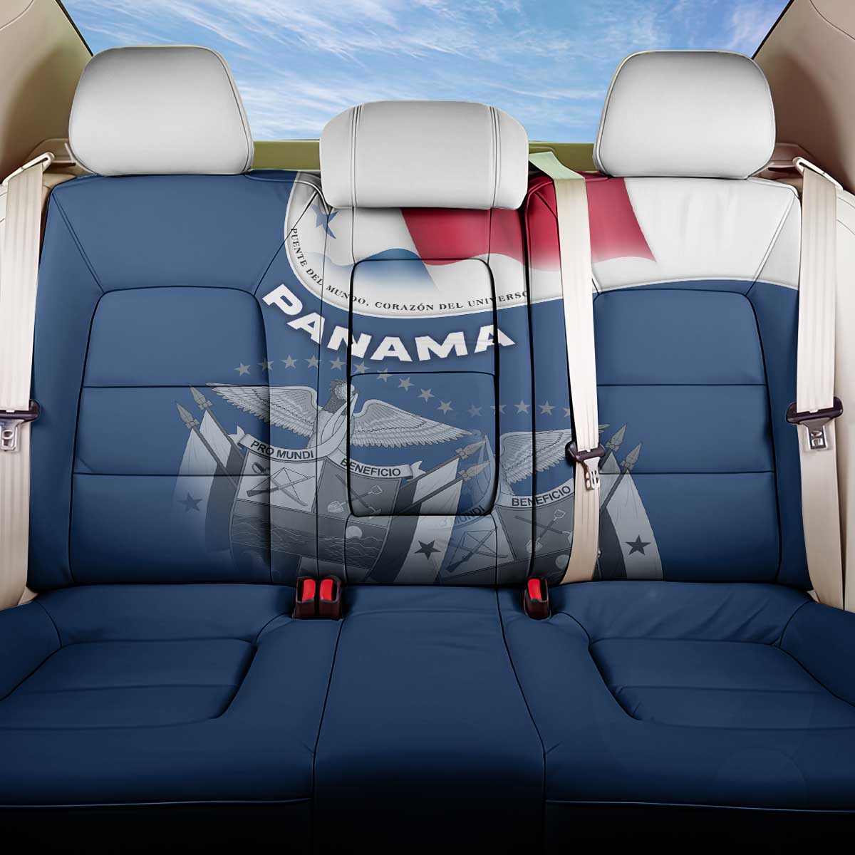 Panama National Flag Back Car Seat Cover with Canal Symbolism and Puente del Mundo Motto Design - Wonder Print Shop