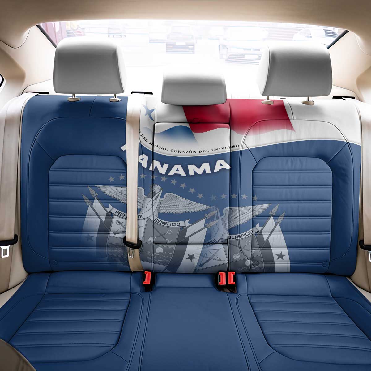 Panama National Flag Back Car Seat Cover with Canal Symbolism and Puente del Mundo Motto Design - Wonder Print Shop