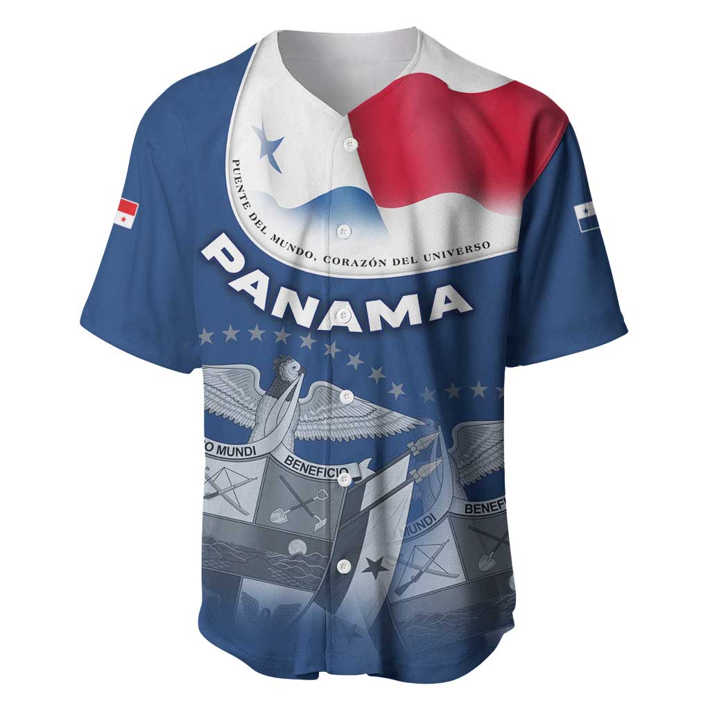 Panama National Flag Baseball Jersey with Canal Symbolism and Puente del Mundo Motto Design - Wonder Print Shop