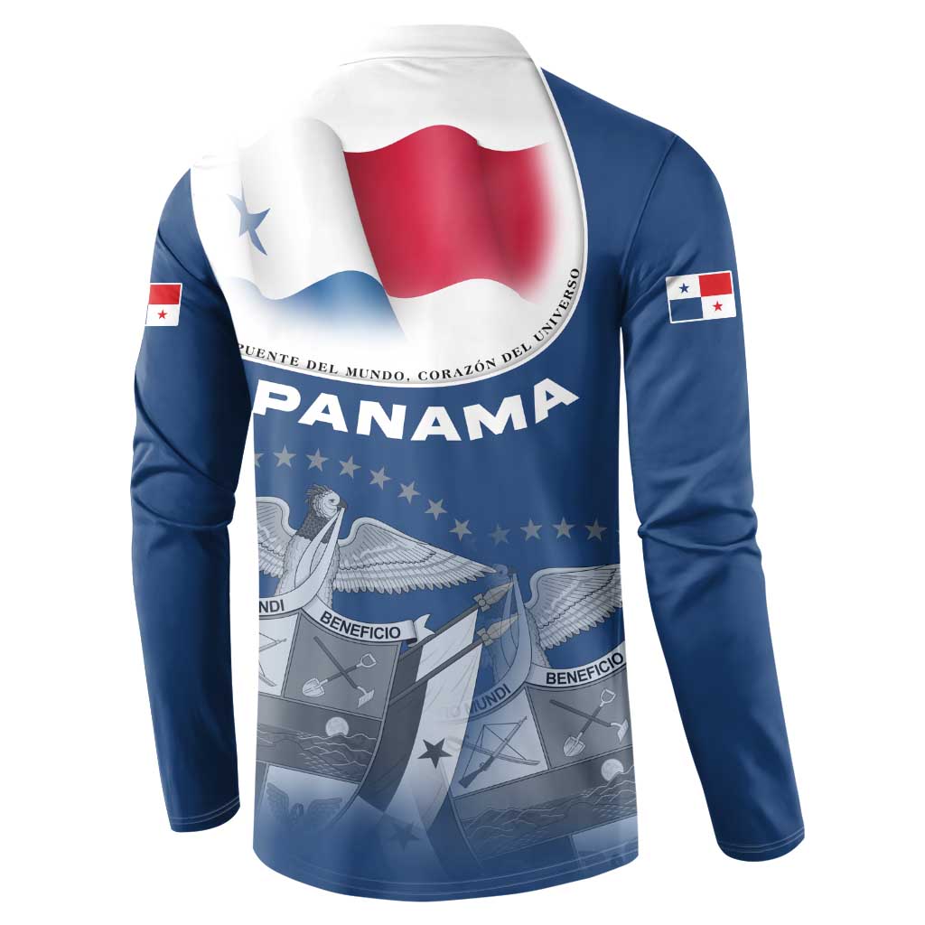 Panama National Flag Button Sweatshirt with Canal Symbolism and Puente del Mundo Motto Design - Wonder Print Shop