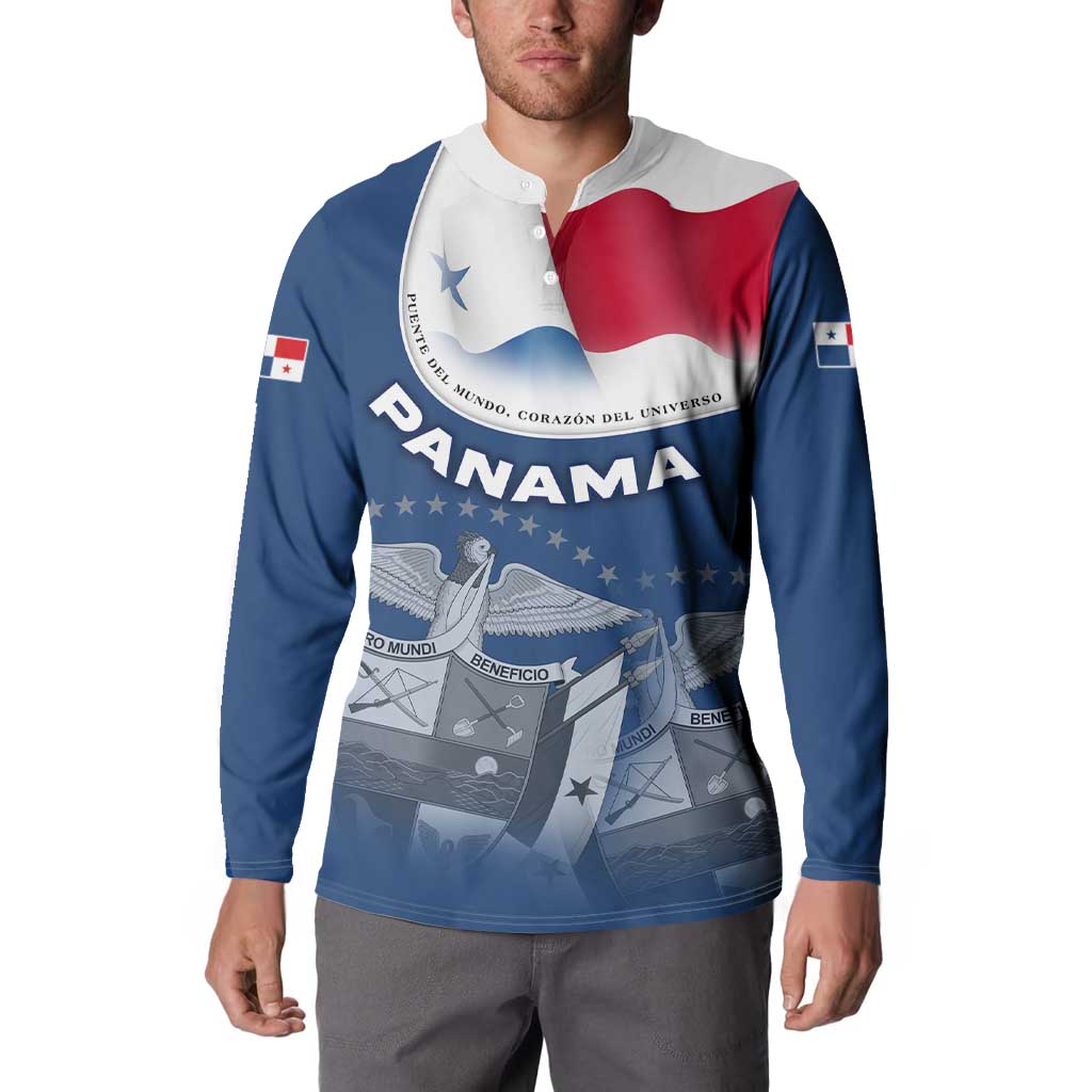Panama National Flag Button Sweatshirt with Canal Symbolism and Puente del Mundo Motto Design - Wonder Print Shop
