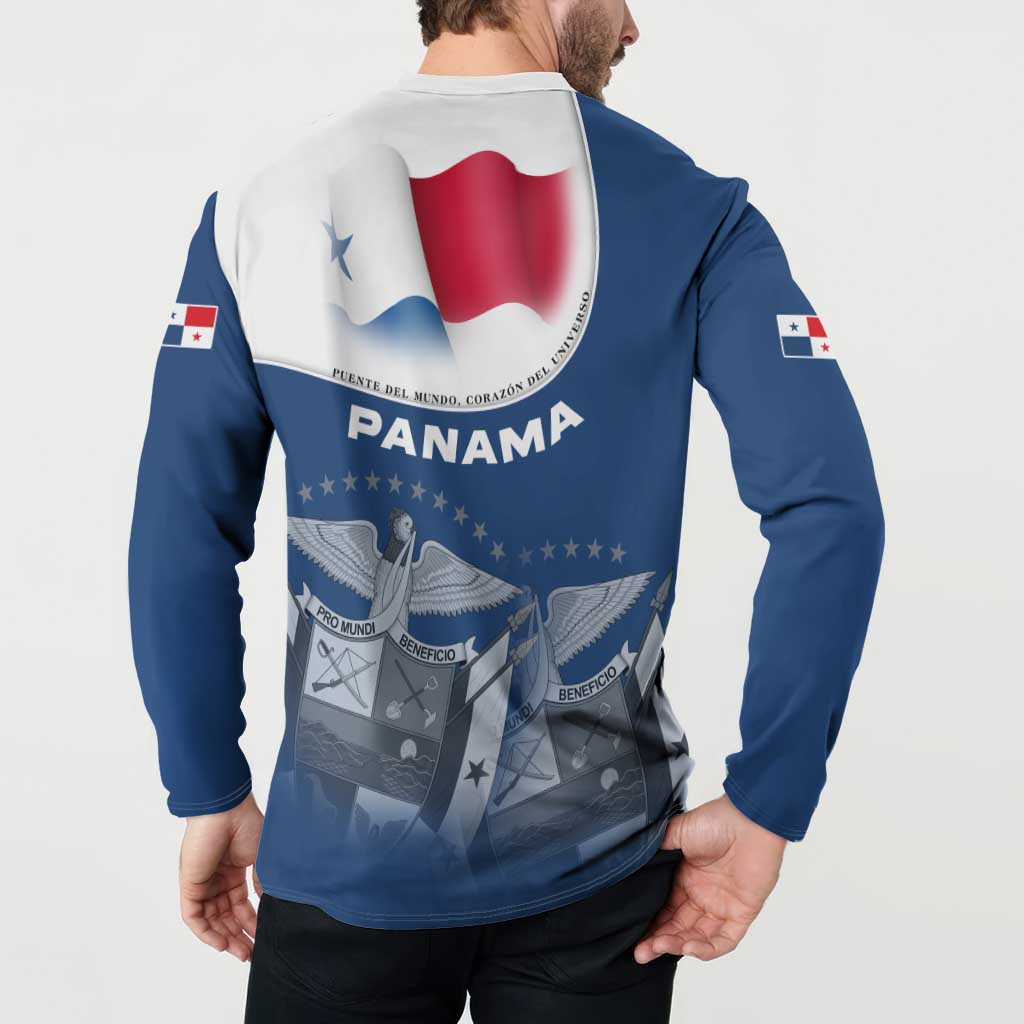 Panama National Flag Button Sweatshirt with Canal Symbolism and Puente del Mundo Motto Design - Wonder Print Shop