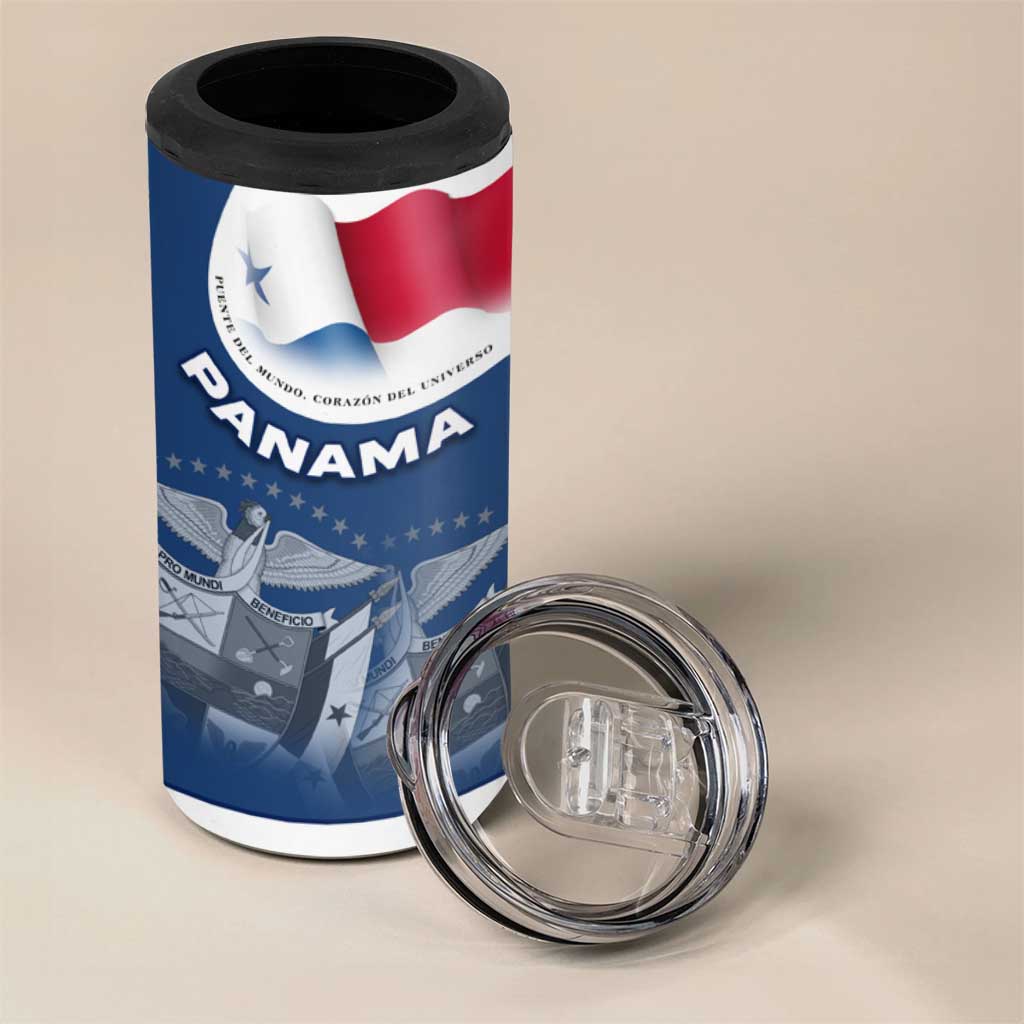 Panama National Flag 4 in 1 Can Cooler Tumbler with Canal Symbolism and Puente del Mundo Motto Design - Wonder Print Shop