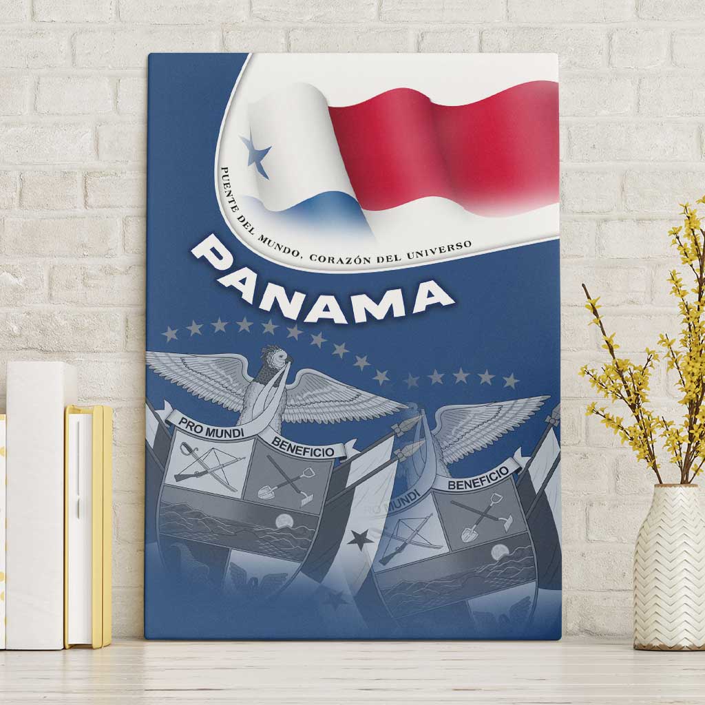 Panama National Flag Canvas Wall Art with Canal Symbolism and Puente del Mundo Motto Design - Wonder Print Shop