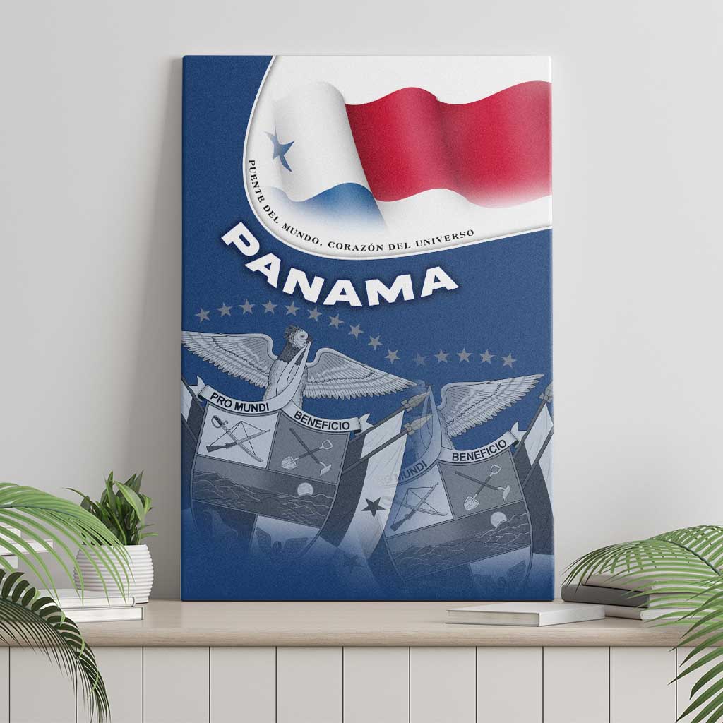 Panama National Flag Canvas Wall Art with Canal Symbolism and Puente del Mundo Motto Design - Wonder Print Shop