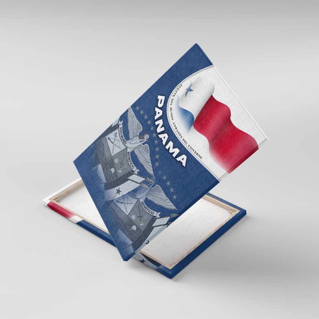 Panama National Flag Canvas Wall Art with Canal Symbolism and Puente del Mundo Motto Design - Wonder Print Shop