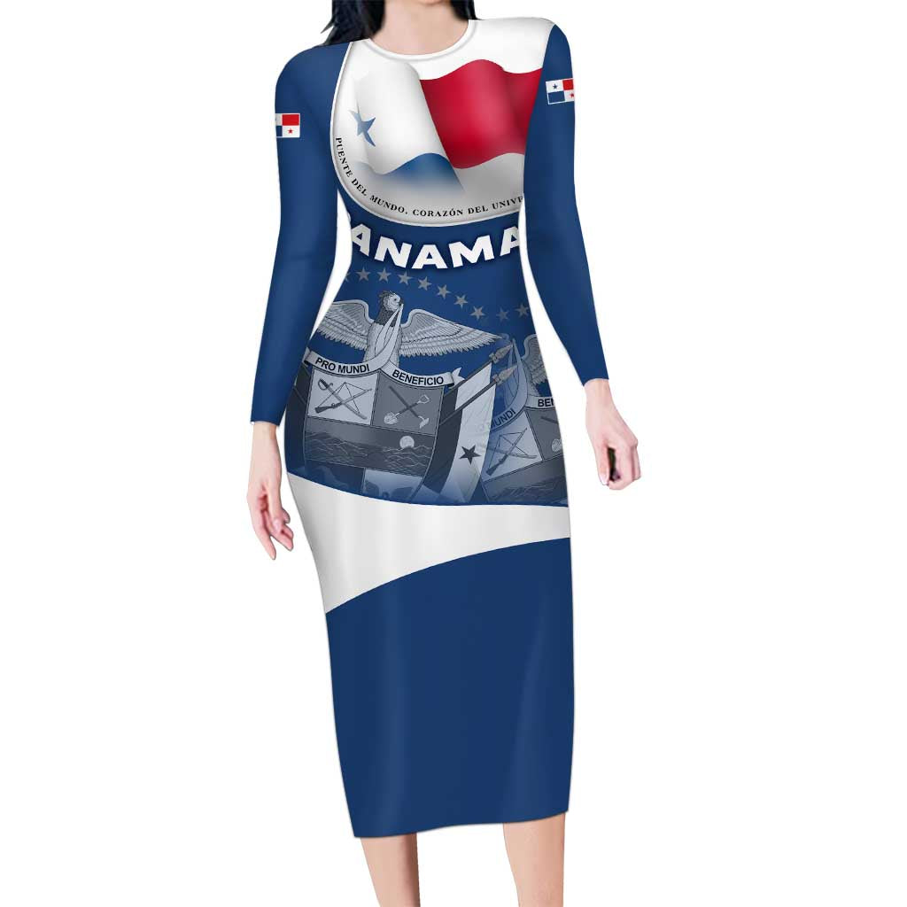 Panama National Flag Family Matching Long Sleeve Bodycon Dress and Hawaiian Shirt with Canal Symbolism and Puente del Mundo Motto Design - Wonder Print Shop