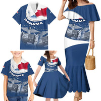 Panama National Flag Family Matching Mermaid Dress and Hawaiian Shirt with Canal Symbolism and Puente del Mundo Motto Design - Wonder Print Shop