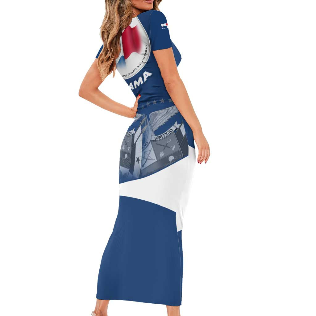 Panama National Flag Family Matching Short Sleeve Bodycon Dress and Hawaiian Shirt with Canal Symbolism and Puente del Mundo Motto Design - Wonder Print Shop