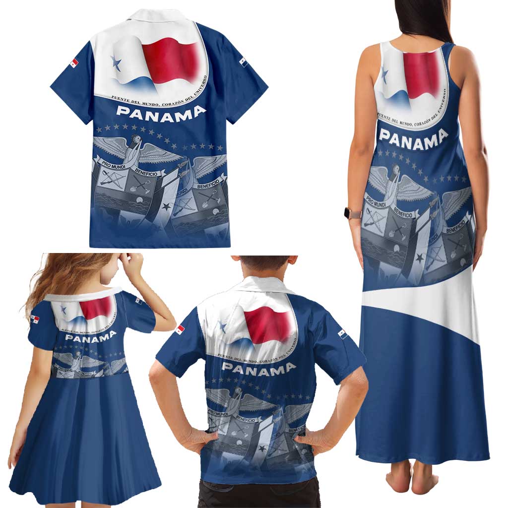 Panama National Flag Family Matching Tank Maxi Dress and Hawaiian Shirt with Canal Symbolism and Puente del Mundo Motto Design - Wonder Print Shop