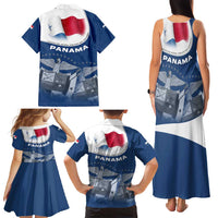 Panama National Flag Family Matching Tank Maxi Dress and Hawaiian Shirt with Canal Symbolism and Puente del Mundo Motto Design - Wonder Print Shop