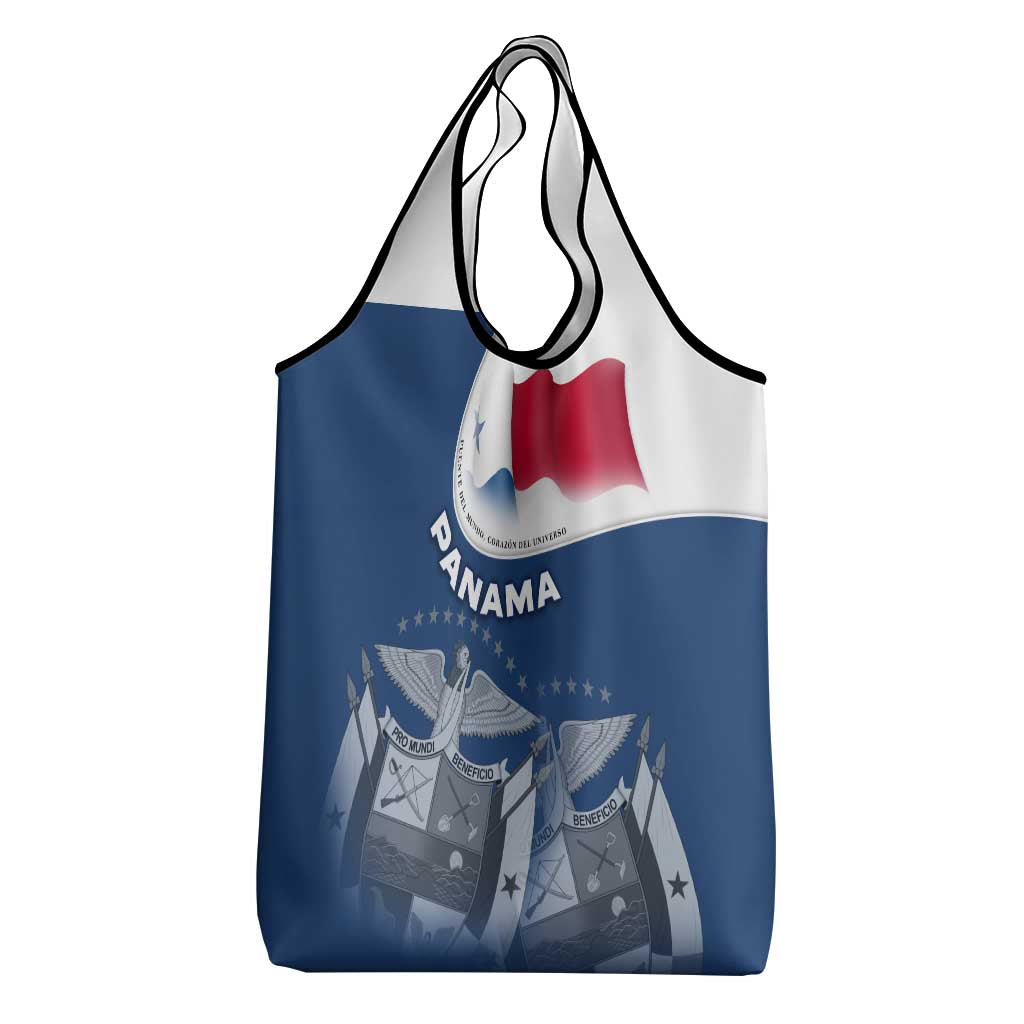 Panama National Flag Grocery Bag with Canal Symbolism and Puente del Mundo Motto Design - Wonder Print Shop