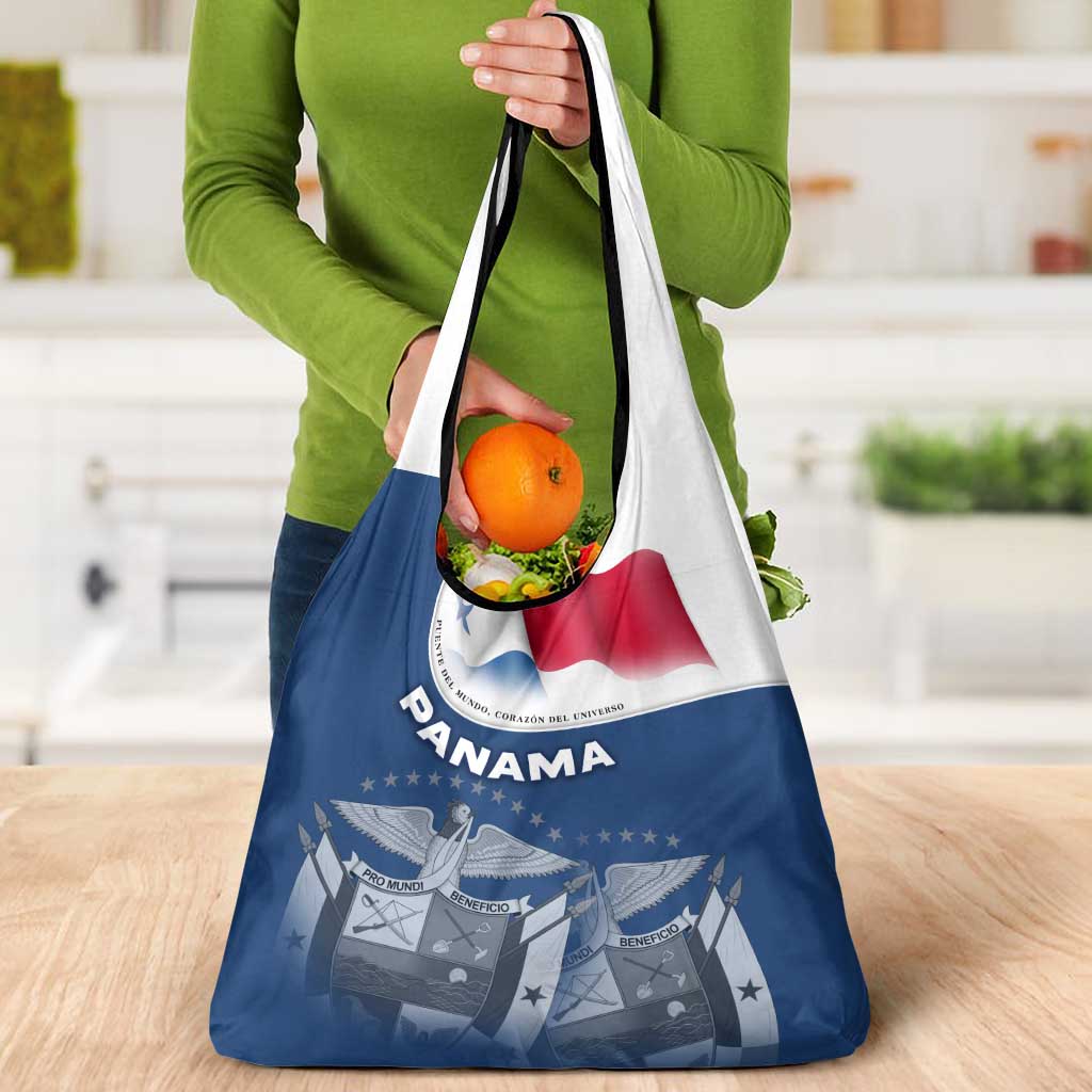 Panama National Flag Grocery Bag with Canal Symbolism and Puente del Mundo Motto Design - Wonder Print Shop