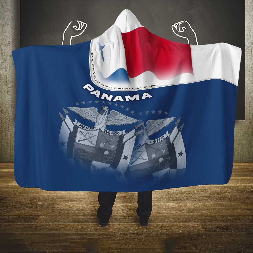 Panama National Flag Hooded Blanket with Canal Symbolism and Puente del Mundo Motto Design - Wonder Print Shop
