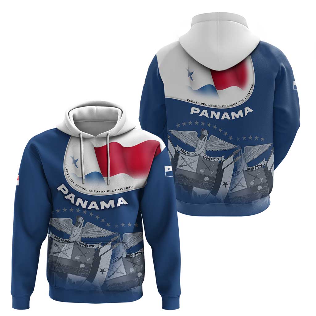 Panama National Flag Hoodie with Canal Symbolism and Puente del Mundo Motto Design - Wonder Print Shop