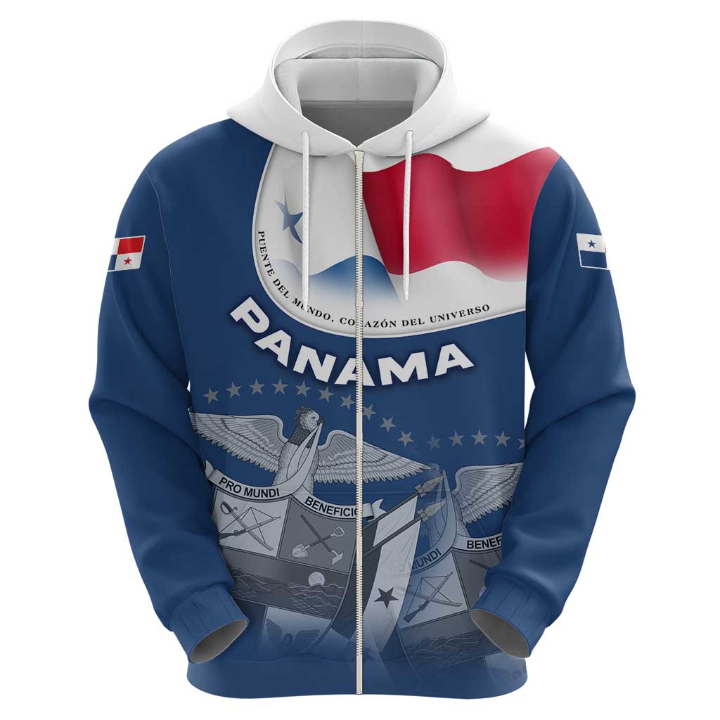 Panama National Flag Hoodie with Canal Symbolism and Puente del Mundo Motto Design - Wonder Print Shop