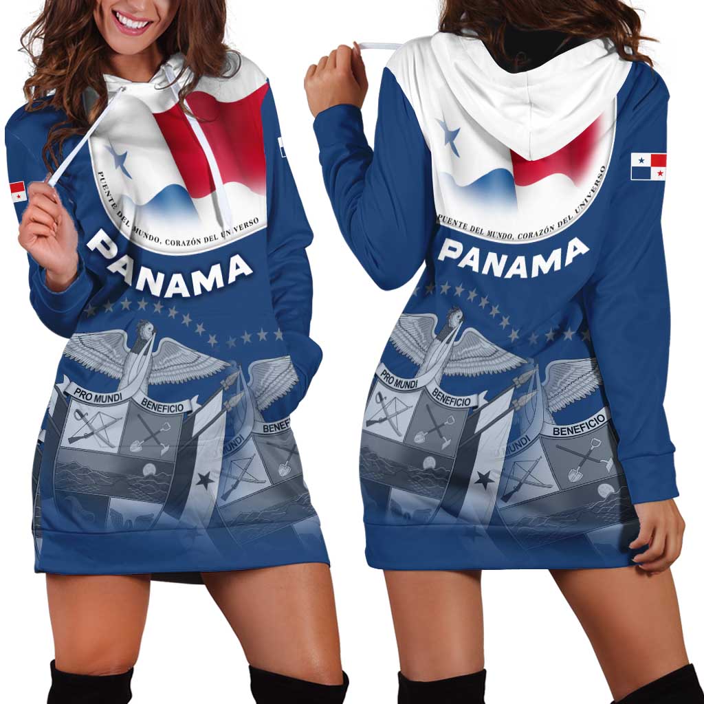 Panama National Flag Hoodie Dress with Canal Symbolism and Puente del Mundo Motto Design - Wonder Print Shop
