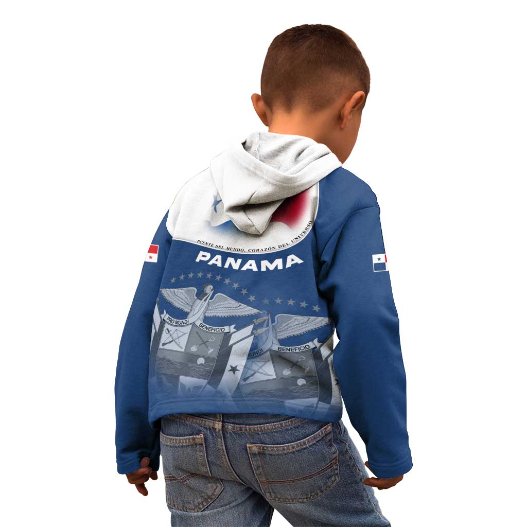 Panama National Flag Kid Hoodie with Canal Symbolism and Puente del Mundo Motto Design - Wonder Print Shop