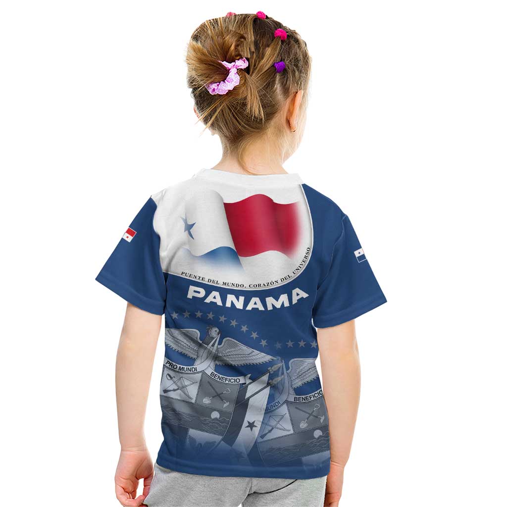 Panama National Flag Kid T Shirt with Canal Symbolism and Puente del Mundo Motto Design - Wonder Print Shop