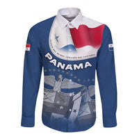 Panama National Flag Long Sleeve Button Shirt with Canal Symbolism and Puente del Mundo Motto Design - Wonder Print Shop