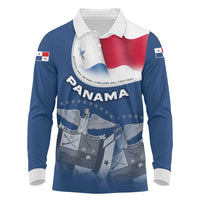 Panama National Flag Long Sleeve Polo Shirt with Canal Symbolism and Puente del Mundo Motto Design - Wonder Print Shop