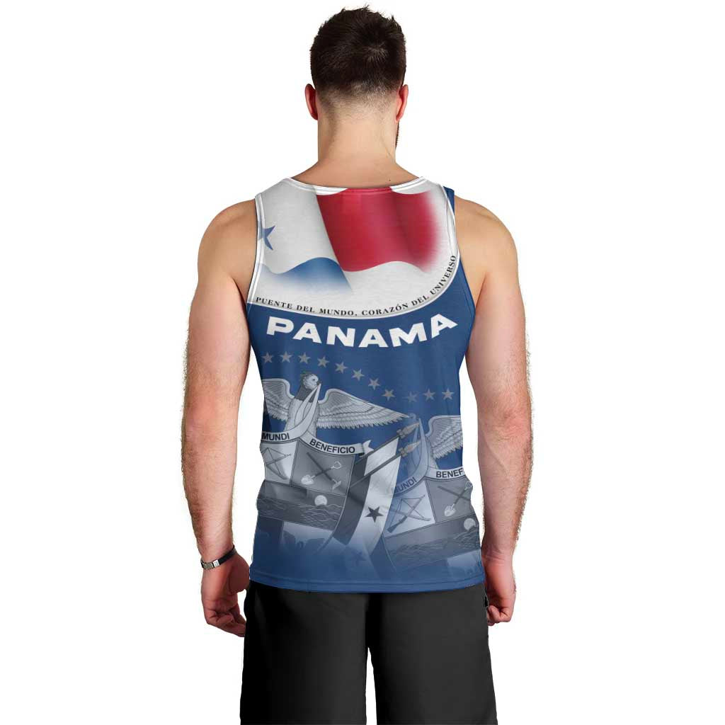 Panama National Flag Men Tank Top with Canal Symbolism and Puente del Mundo Motto Design - Wonder Print Shop