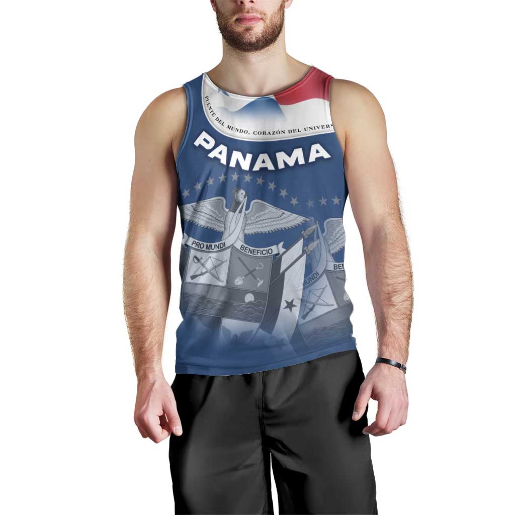 Panama National Flag Men Tank Top with Canal Symbolism and Puente del Mundo Motto Design - Wonder Print Shop