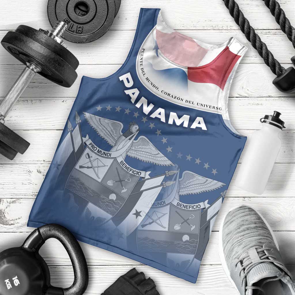 Panama National Flag Men Tank Top with Canal Symbolism and Puente del Mundo Motto Design - Wonder Print Shop