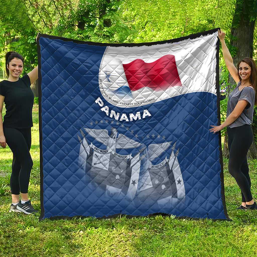 Panama National Flag Quilt with Canal Symbolism and Puente del Mundo Motto Design - Wonder Print Shop