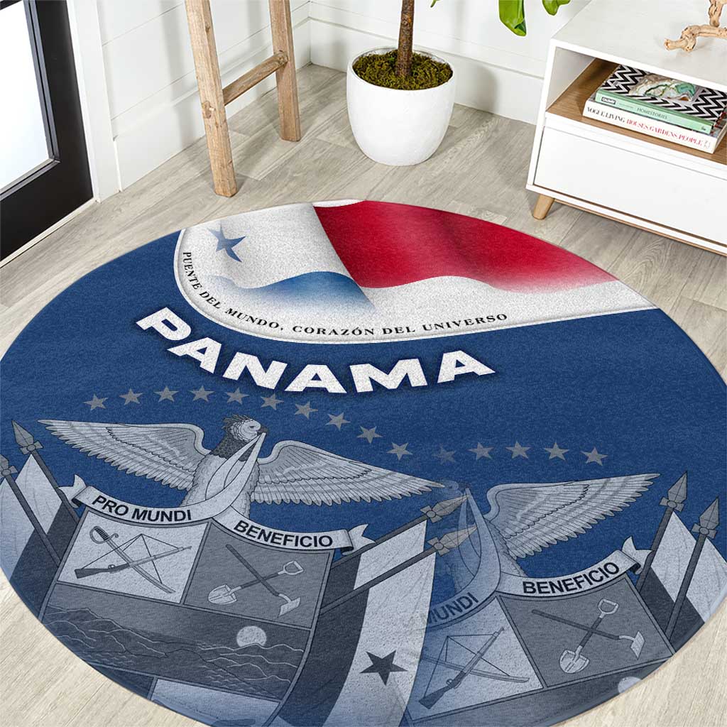Panama National Flag Round Carpet with Canal Symbolism and Puente del Mundo Motto Design - Wonder Print Shop