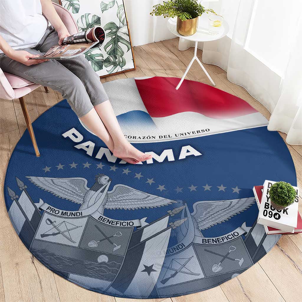Panama National Flag Round Carpet with Canal Symbolism and Puente del Mundo Motto Design - Wonder Print Shop