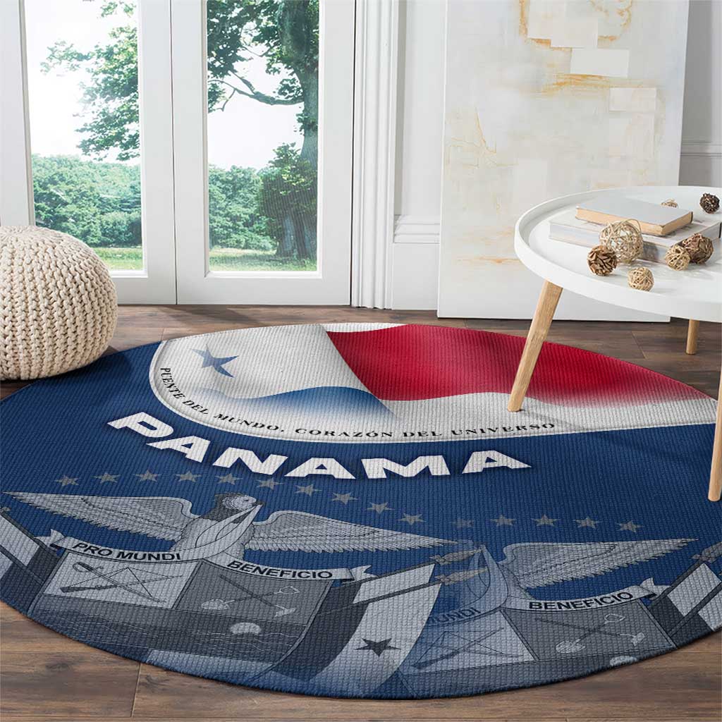 Panama National Flag Round Carpet with Canal Symbolism and Puente del Mundo Motto Design - Wonder Print Shop