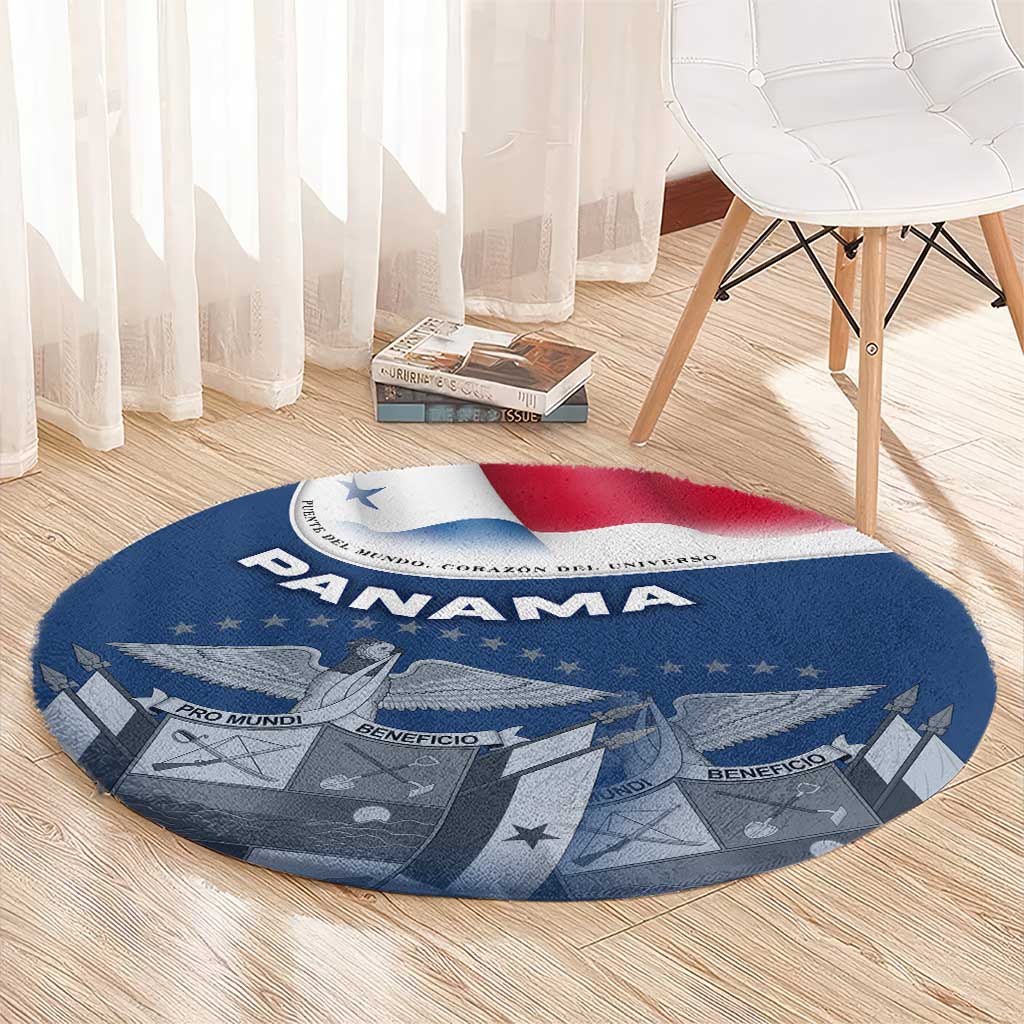 Panama National Flag Round Carpet with Canal Symbolism and Puente del Mundo Motto Design - Wonder Print Shop